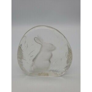 Vintage Bunny Rabbit Crystal Paperweight Zajecar 24% Lead 24% PbO Yugoslavia